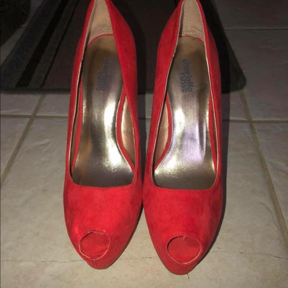red platform heels sz 8